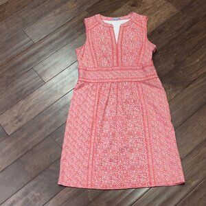 J. McLaughlin Coral Pink Patterned Sleeveless Midi Dress